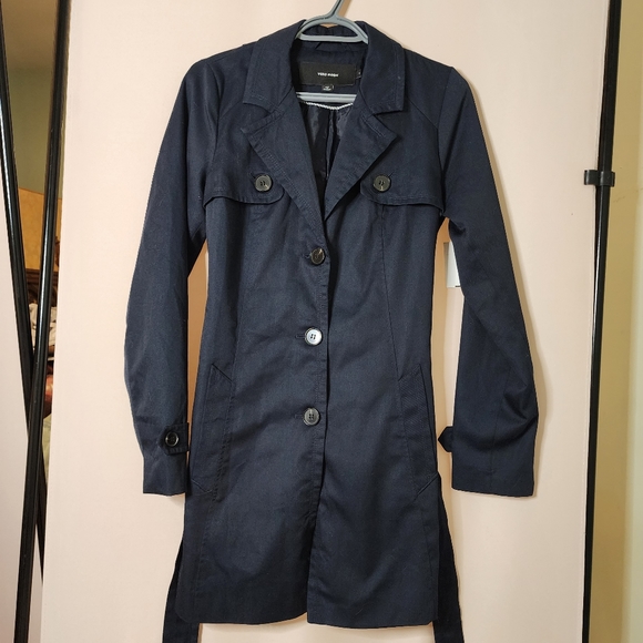 NWT trench coat, dark navy blue, Vero Moda, size small - Picture 1 of 7
